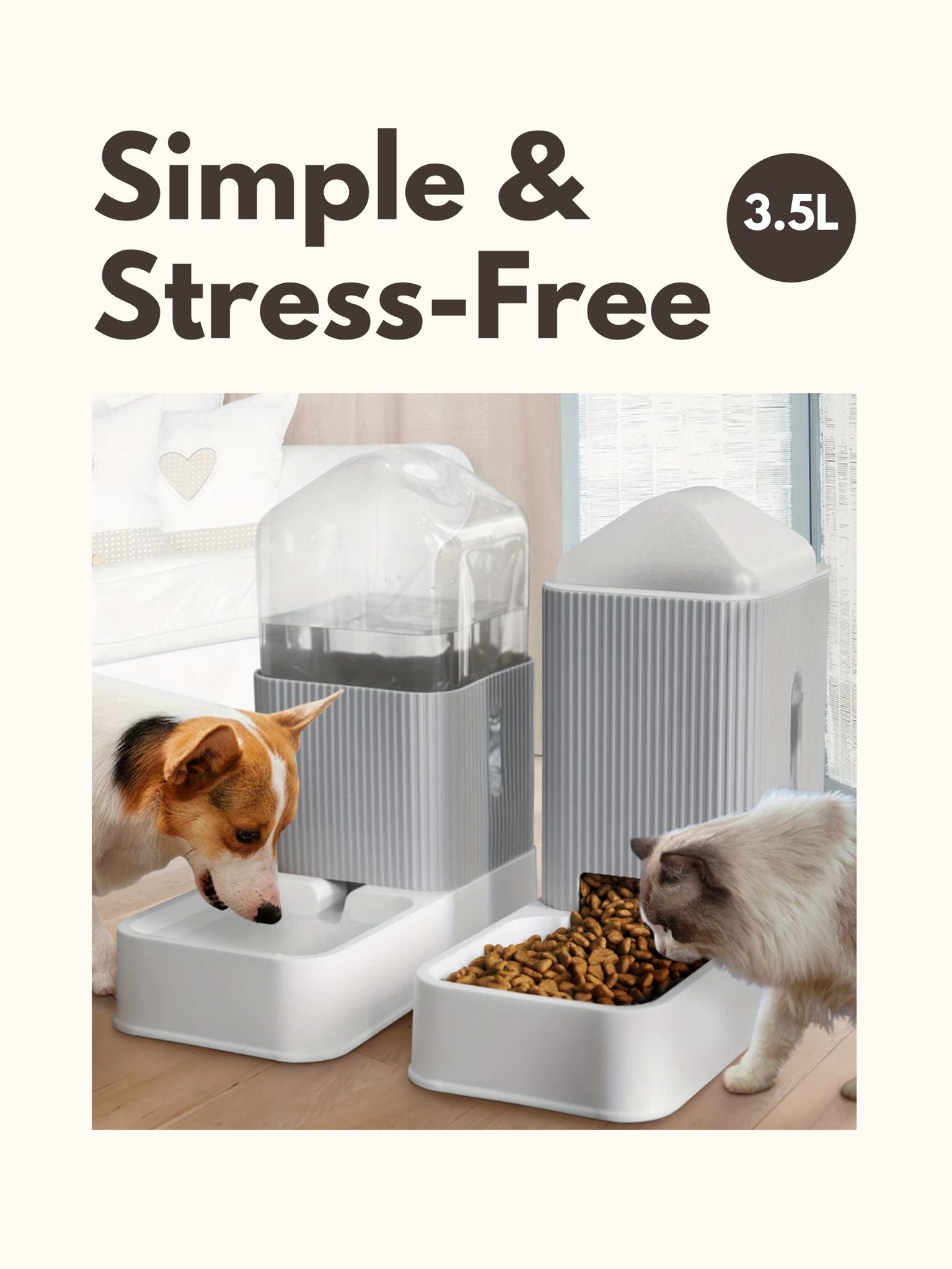 Automatic Dog/Cat Feeder and Water Dispenser Combo