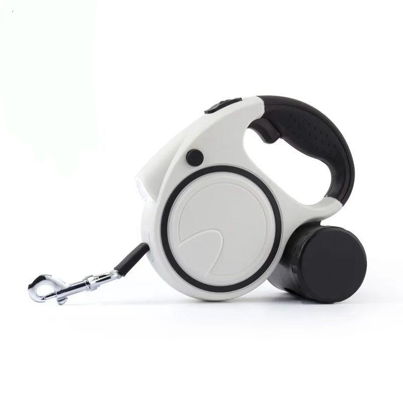 Retractable Dog Fancy Leash with Flashlight and Dispenser